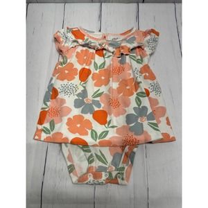 Carter’s Peach & Grey Flower Dress Size 6-9M